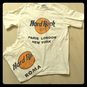 2 Vintage Hard Rock Tees Paris London NY Roma